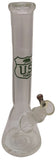 US Tubes - 12" Beaker Base w/ 14mm Bowl - Green & White Label