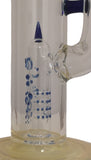 Benwa Glass - 18" Accented Fumed 180° Grid Stem Bong w/ Matching Bowl (4 Hole) - Blue