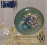 Terry Boake Glass - 15" 18mm Fumed Accented Stemline Bong w/ Coral Reef Marble & Nub Bowl (1 Hole) - Blue
