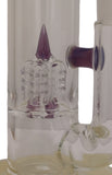 Benwa Glass - 15" Accented Fumed Inverted 4 Bong w/ Matching Bowl (4 Hole) - Purple