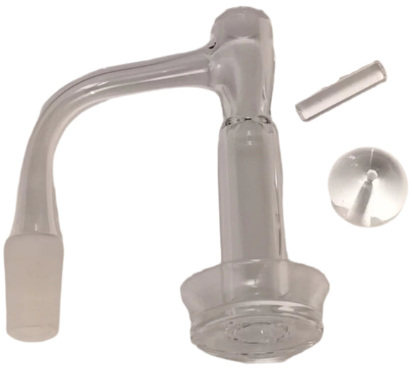 14mm Quartz Banger Set Male 90° Long Neck Terp Slurper w/ Ball Cap & Terp Pillar