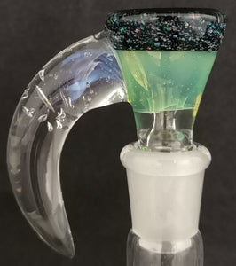 KOBB Glass - 14mm Worked Horn Bowl (1 Hole) - Crushed Opal/Lime