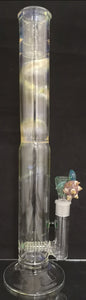 Terry Boake Glass - 18" Fumed Stemlline Bong w/ Turtle Handle UV Bowl (4 Hole) - Green