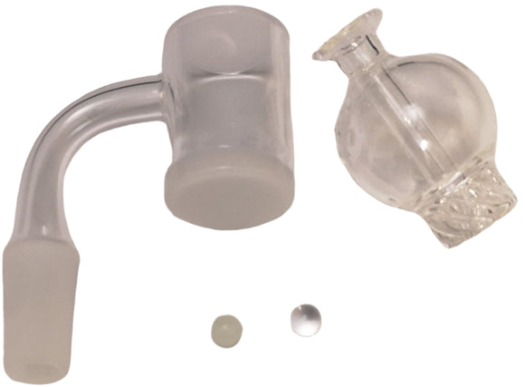 14mm Quartz Banger Set Male 90° Gavel w/ Spinner Carb Cap & Terp Pearls