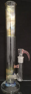 Terry Boake Glass - 15" CFL Fumed Stemline Bong w/ Matching Horn Bowl (4 Hole) - Pink