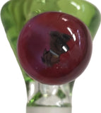 KOBB Glass - 14mm Worked Crushed Opal Up Horn Bowl w/ Puppy Millie (1 Hole) - Tropical Green