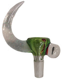 KOBB Glass - 14mm Worked Crushed Opal Up Horn Bowl w/ Puppy Millie (1 Hole) - Tropical Green