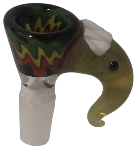 Kahuna Glass - 14mm Wig Wag Bowl (1 Hole) - Rasta