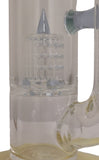 Benwa Glass - 15.5" Accented Fumed 180° Grid Cap Bong w/ Matching Bowl (4 Hole) - Light Blue