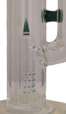 Benwa Glass - 18.5" Accented Fumed 180° Grid Stem Bong w/ Matching Bowl (4 Hole) - Aqua