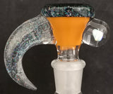 KOBB Glass - 14mm Worked Horn Bowl w/ Opal Chunk Marble (1 Hole) - Crushed Opal/Lava