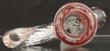 KOBB Glass - 18mm Worked Up Horn Bowl w/ Opal Chunk Marble (4 Hole) - Star White/Red Elvis Reticello