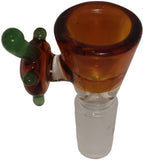 Benwa Glass - 14mm Colored Bowl w/ Designed Handle (1 Hole) - Colors & Handle Designs Available