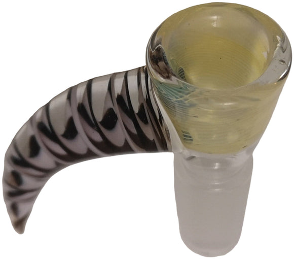 Benwa Glass - 14mm Colored Horn Bowl (1 Hole) - Black & White