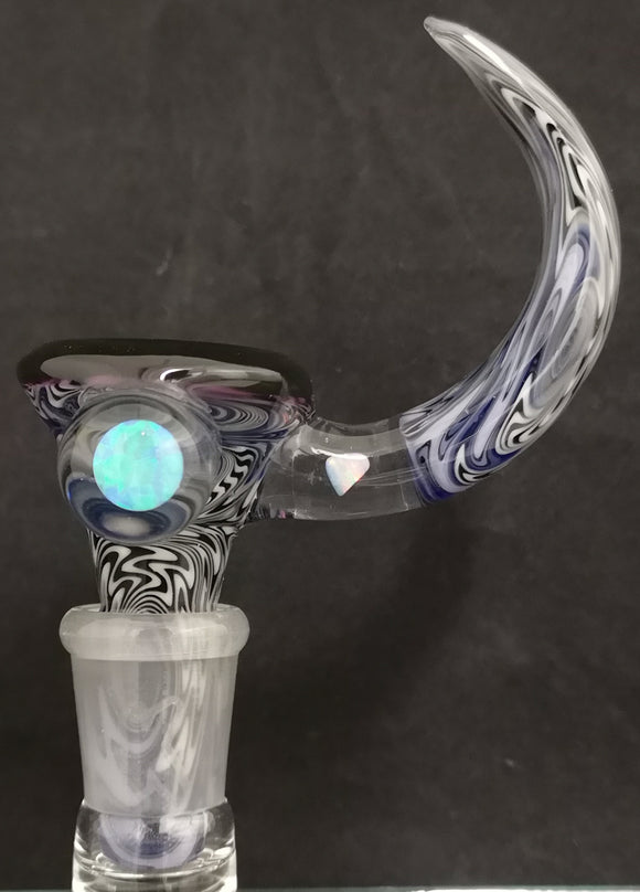 KOBB Glass - 18mm Super Opal Fully Worked Up Horn Bowl (4 Hole) - Blue/Purple