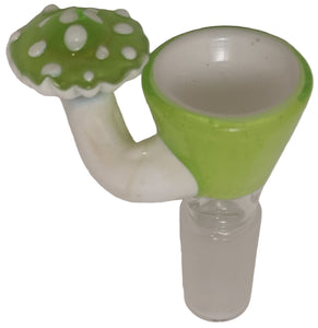 Benwa Glass - 14mm Colored Bowl w/ Designed Handle (1 Hole) - Colors & Handle Designs Available
