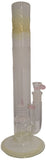 Benwa Glass - 15.5" Accented Fumed 180° Grid Cap Bong w/ Matching Bowl (4 Hole) - Pink