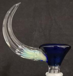 KOBB Glass - 14mm Worked Up Horn Bowl (1 Hole) - Electric Blue Velvet