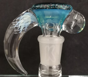 KOBB Glass - 18mm Worked Horn Bowl w/ Mario Cart Squid (Blooper) (4 Hole) - Crushed Opal/Meta Terrania