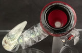 KOBB Glass - 14mm Worked Up Horn Bowl w/ Mario Millie (1 Hole) - Crushed Opal/Cherry