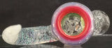 KOBB Glass - 18mm UV Worked Up Horn Bowl w/ Dichro Marble (4 Hole) - Pink Slyme on Poppy/Ion