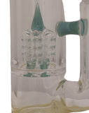 Benwa Glass - 16" Accented Fumed Inverted 4 Bong w/ Matching Bowl (4 Hole) - Blue