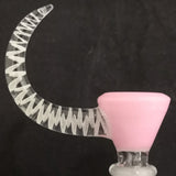 KOBB Glass - 14mm Worked Up Horn Bowl (1 Hole) - Pink Cadillac