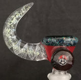 KOBB Glass - 14mm Worked Up Horn Bowl w/ Mario Millie (1 Hole) - Crushed Opal/Cherry