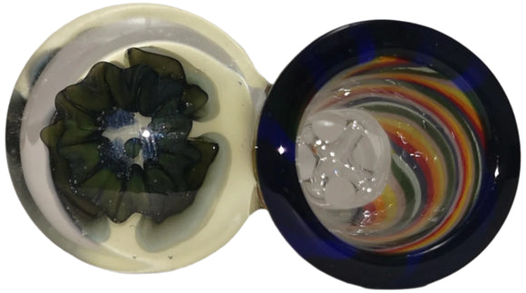Terry Boake Glass - 18mm Worked Bowl w/ Marble Handle (4 Hole) - Rainbow