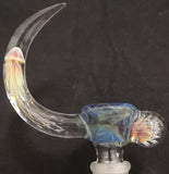 KOBB Glass - 18mm Worked Up Horn Bowl w/ Trichome Marble (4 Hole) - Blue Amber Purple