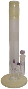 Benwa Glass - 15" Accented Fumed Inverted 4 Bong w/ Matching Bowl (4 Hole) - Purple