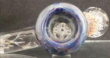 KOBB Glass - 18mm Worked Up Horn Bowl w/ Trichome Marble (4 Hole) - Blue Amber Purple