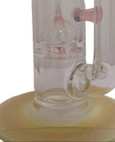 Benwa Glass - 15" Accented Fumed Imperial Perc Bong w/ Matching Bowl (4 Hole) - Pink