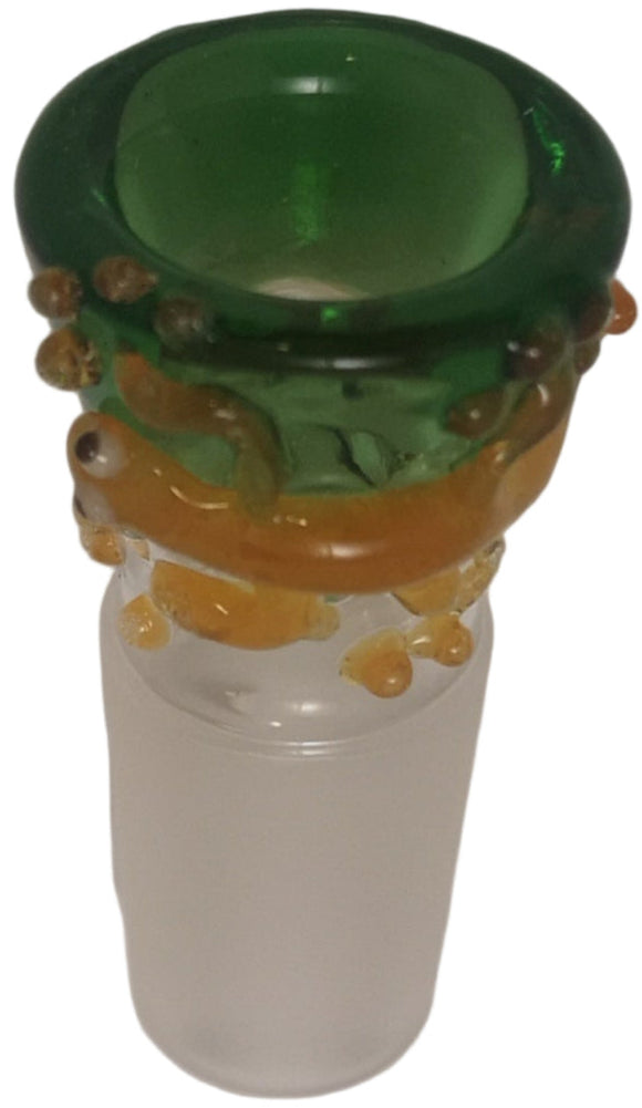 Benwa Glass - 18mm Colored Bowl w/ Lizard (4 Hole) - Green