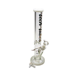 Tech Tubes - 16" 9mm Colored Lip Straight Bong - White