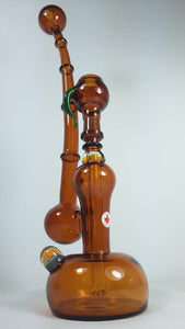 ME Glass - 14" Bubbler Rig w/ Marble 14mm Male Joint (Ambar) - $200