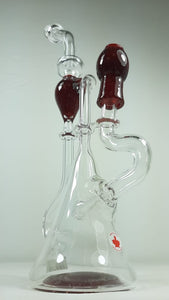 Algore Glass - 11" Red Accented Recycler + Free Banger - $300
