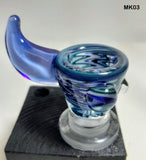 Mook Glass - 18mm Up Horn Wig Wag Bowl (4 Holes) - Colors Available - $90