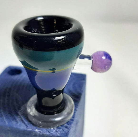 Chuck B Glass - 14mm Colored Hollow Bowl w/ Nub Handle (1 Hole) - Colors Available - $65