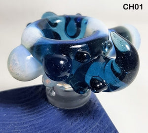 Champloo Glass - 14mm Colored Thick Bowl w/ Thick Handle & Dots (1 Hole) - $120