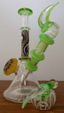 Pa Jay Glass - 10" Worked Mini Beaker Etched Glass Rig Removable Stem Set - $800