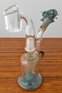 Oil Glass Contraptions - 6" Bubbler Rig Blue + Free Banger