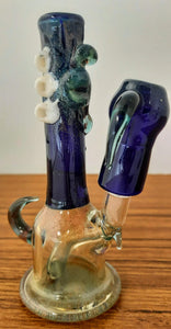 Oil Glass Contraptions - 5.5" Mini Beaker Rig Blue + Free Banger - $230
