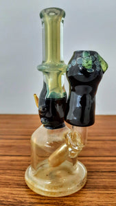 Oil Glass Contraptions - 5" Mini Beaker Rig Black + Free Banger