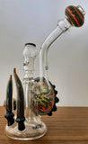 Smash Glass - 8" Worked Bent Neck Rig w/ Millie 14mm Male Joint + Free Banger (Red) - $330