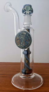 Vertigo Glass - 10" Worked Showerhead Rig + Free Banger - Blue, and Green - $480