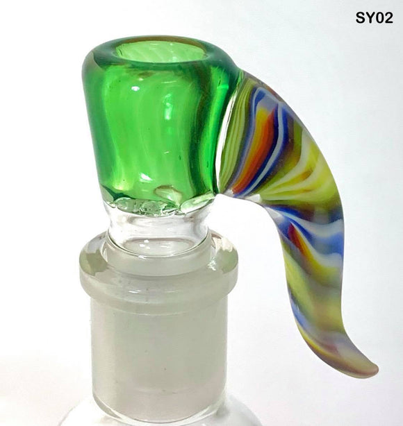 Symbiartic Glass - 18mm Colored Horn Bowl (4 Holes) - $150