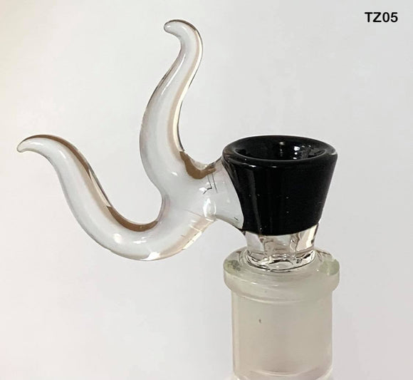 Titz Glass - 18mm Double Up Horn Bowl (1 Hole) - Black - $65