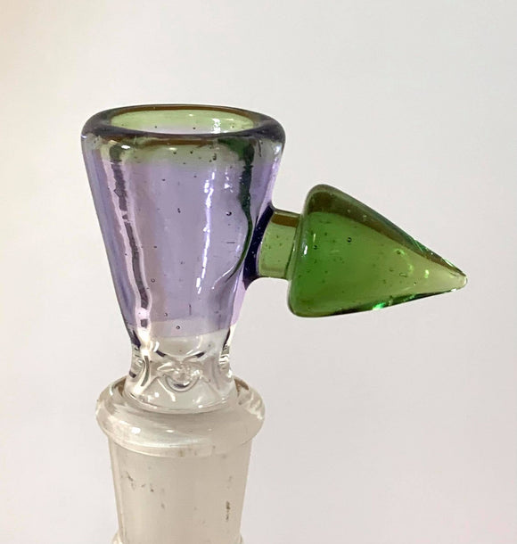 Ben Cator - 14mm CFL Colored Bowl w/ Spike Handle (Pinch Screen) - $80