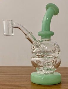 Pulsar Glass - 6.5" Swiss Cylinder Rig w/ Banger 10mm Joint - Milky Green - $90